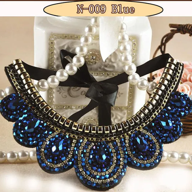 2016 Fashion Collar Flower Power choker Vintage Bohemian Long  Necklace Women Maxi big bead fine Jewelry  charms collier femme