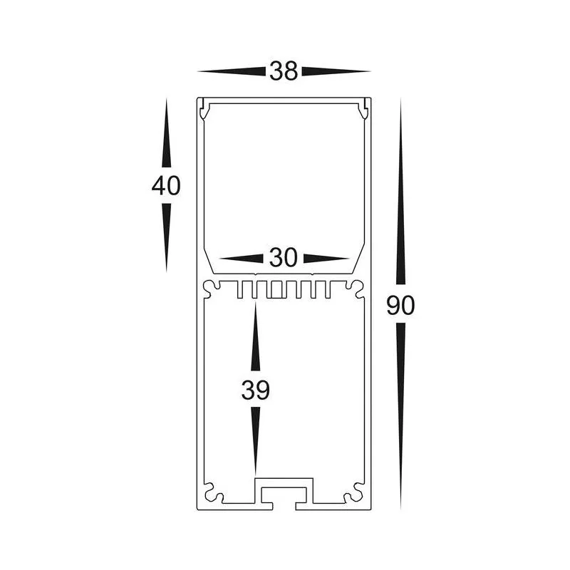 38mm x 90mm Square Slimline Suspended Aluminium Profile IP20 in Silver/Black/White Havit Commercial