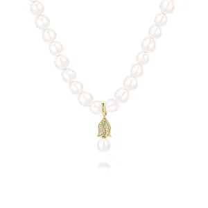 925 Sterling Silver Bell Real Pearl Necklace