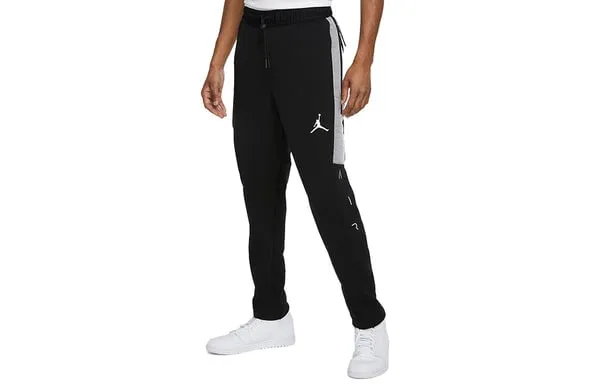 Air Jordan Air Logo Printed Knitted Color Block Casual Sports Pants Men's Black