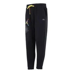 Air Jordan Solid Color Word Embroidered Joggers/Pants/Trousers Men's Black