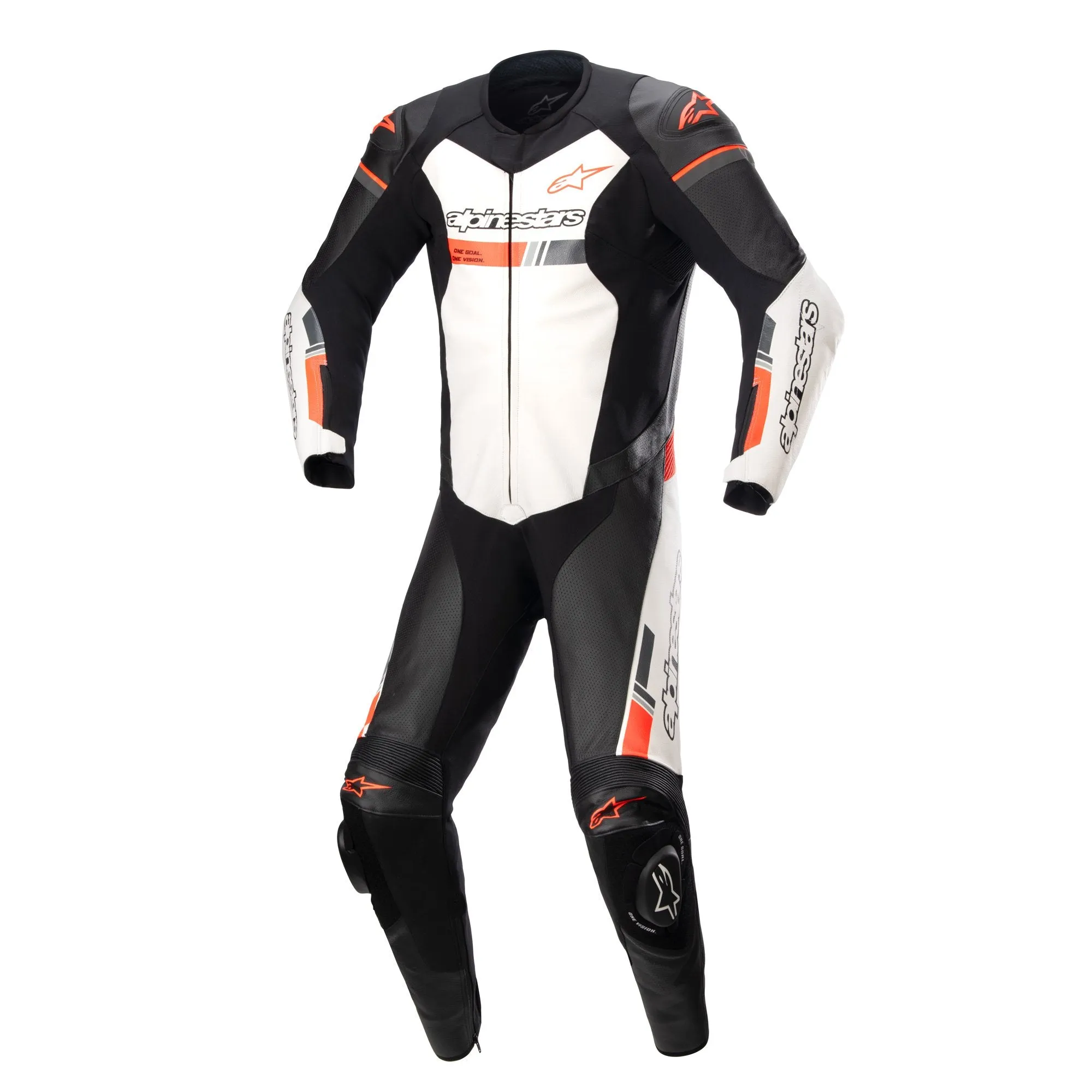 Alpinestars GP Force Chaser Leather Suit 1 PC Black/White/Red Fluo