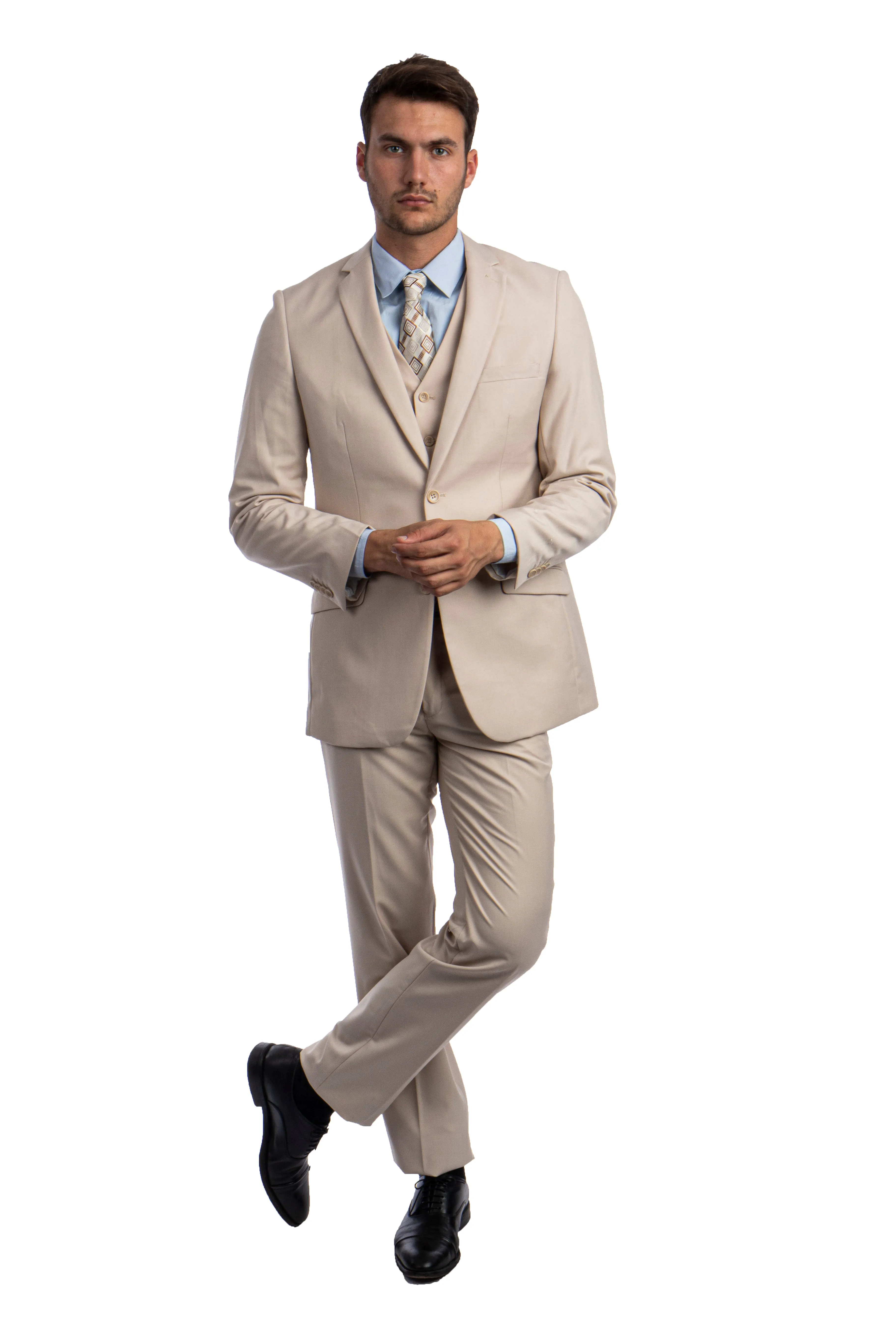 Azzuro Tan Suits 3 PC Hybrid Fit