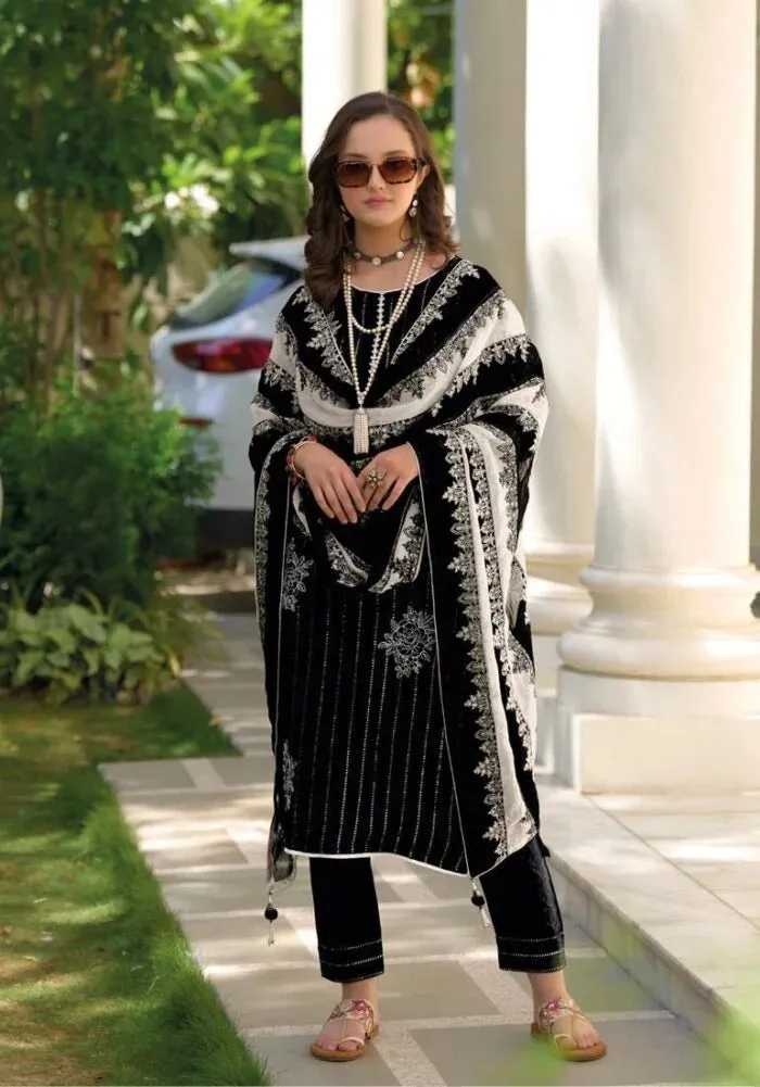 Beautiful Black Color Heavy Organza Salwar Suits For Women