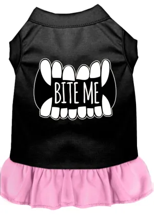 Bite Me Screen Print Dog Dress Black With Light Pink Xxl (18)