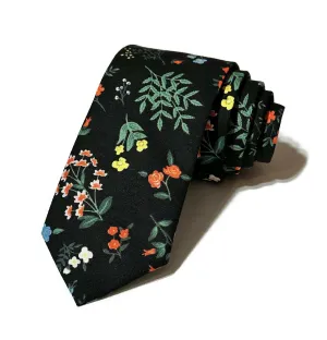 Black Hawthorne Floral Necktie