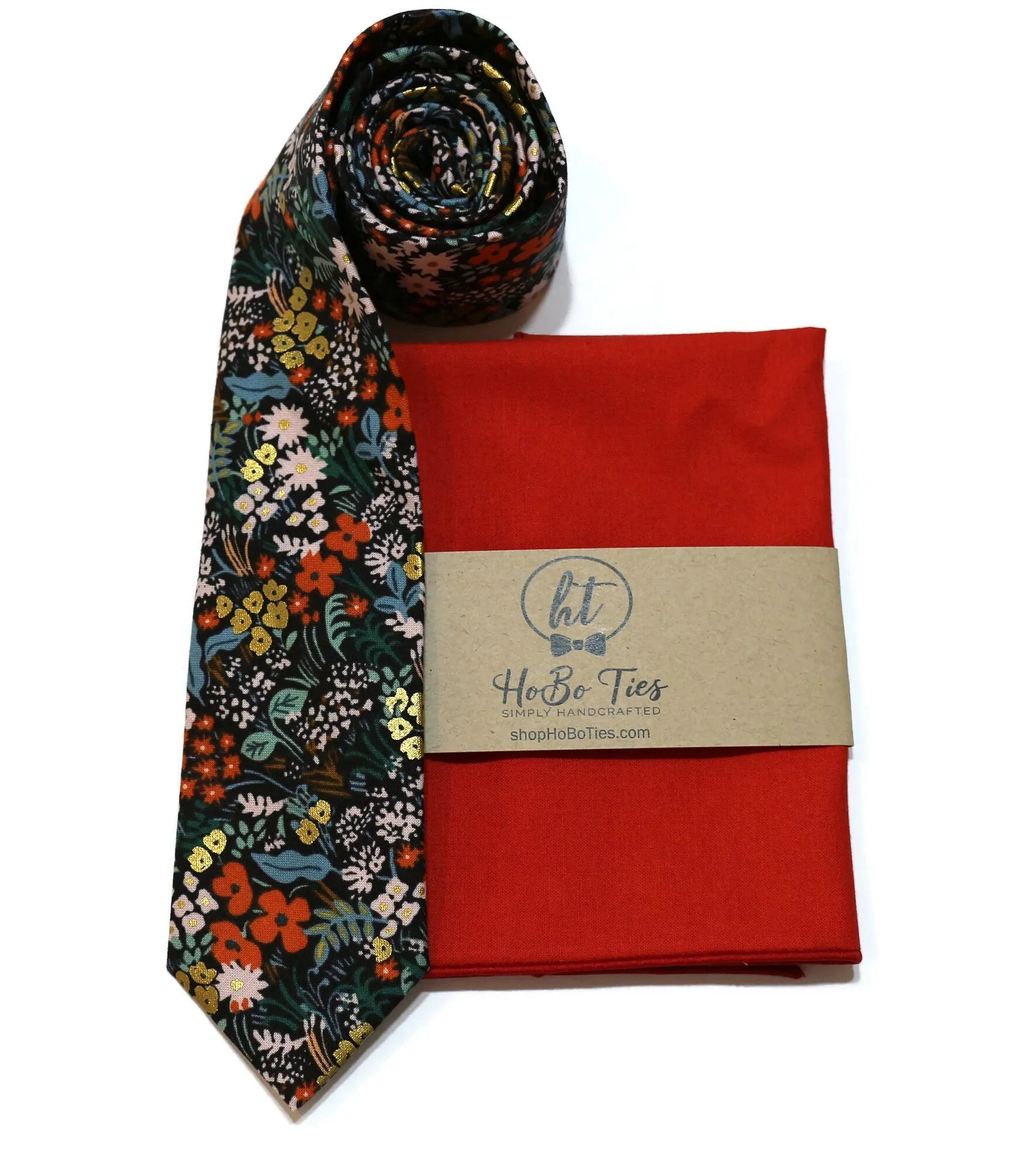 Black Metallic Meadow Floral Necktie