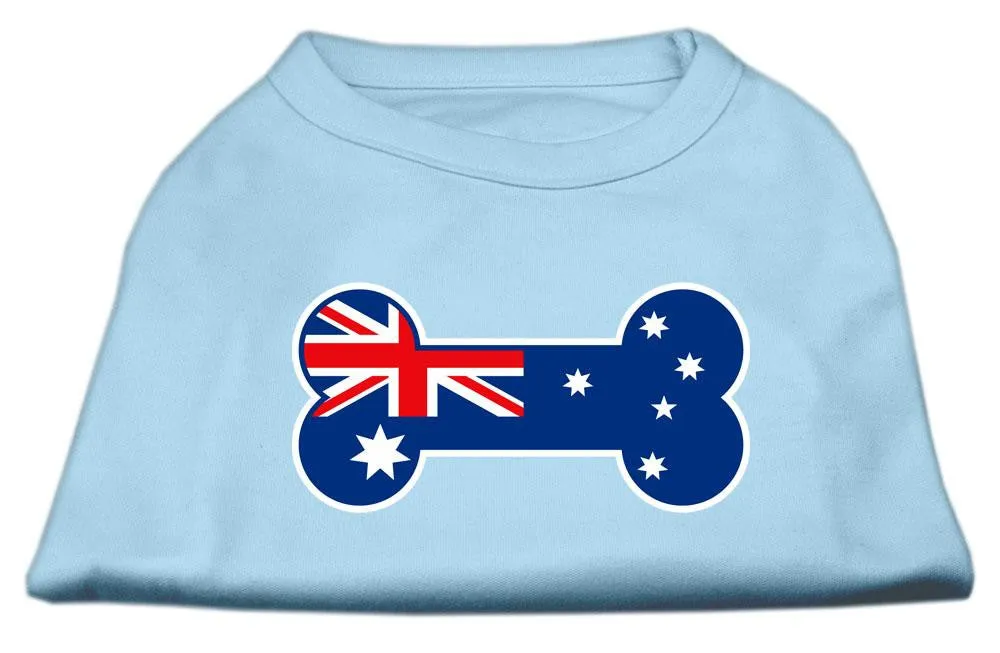 Bone Shaped Australian Flag Screen Print Shirts Baby Blue M (12)