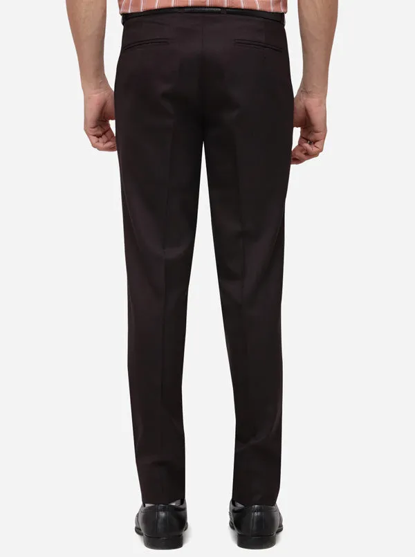 Brown Slim Fit Solid Formal Trouser | Metal