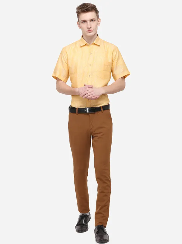 Brown Solid Slim Fit Club Wear Trouser | JB Studio