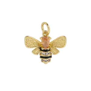 Bumble Bee Zircon Head Charm For Charm Necklace & Bracelet