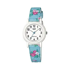 Casio Women's Leather/Fabric Blue "Floral" Analog Watch LQ-139LB-2B2