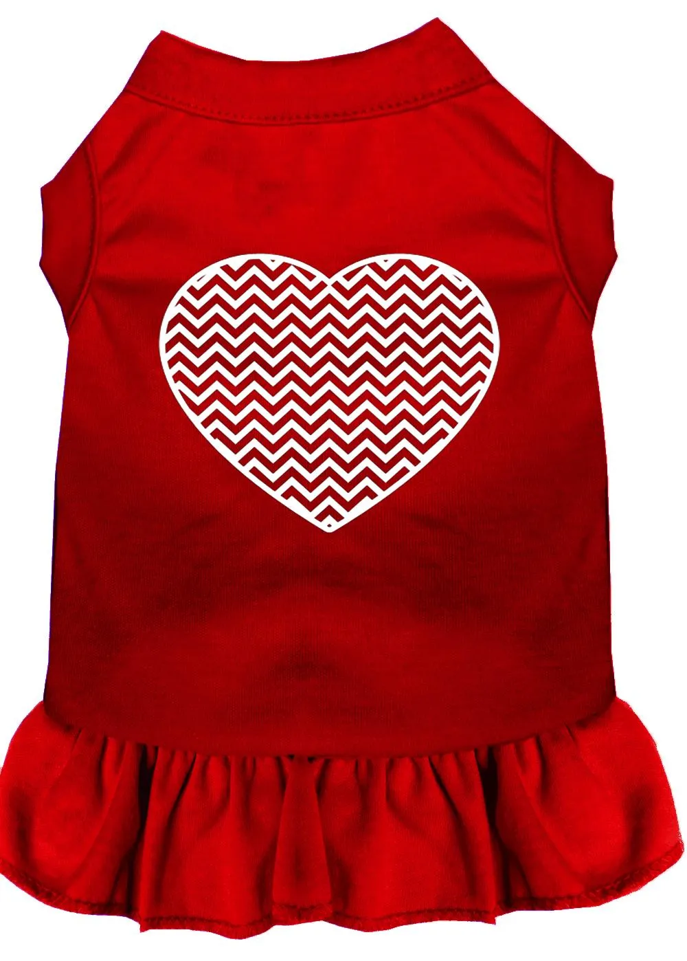 Chevron Heart Screen Print Dress Red Lg (14)