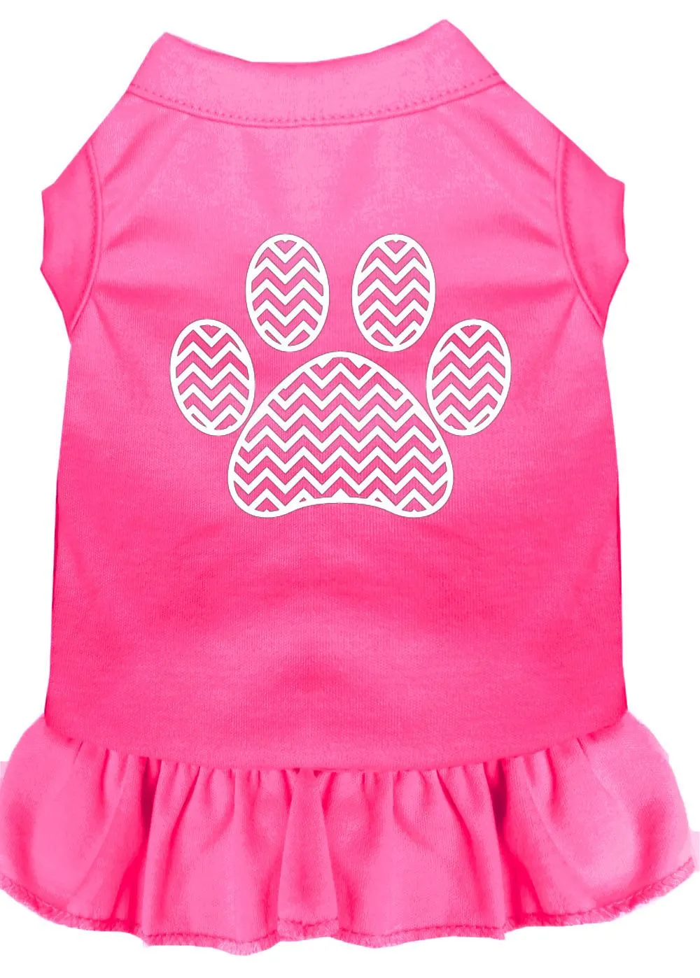 Chevron Paw Screen Print Dress Bright Pink Xs (8)