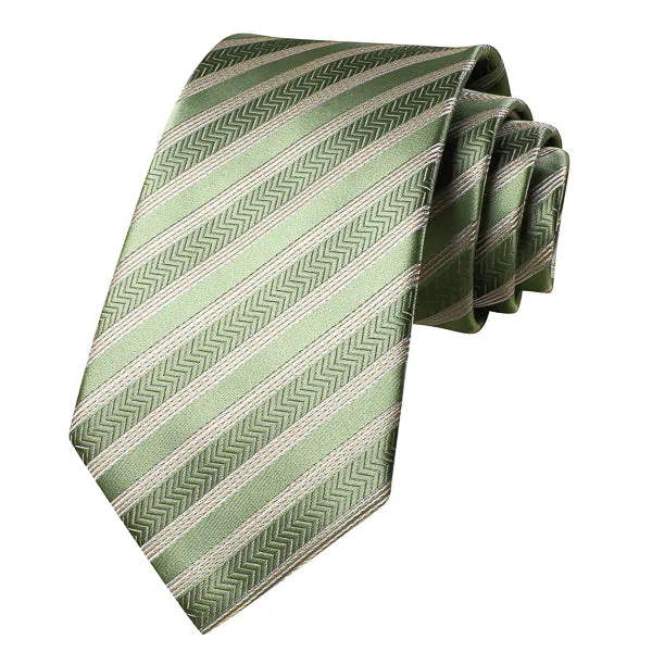 Classy Men Sage Green Striped Silk Tie