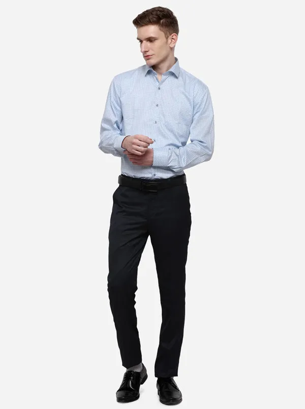 Dark Blue Solid Slim Fit Formal Trouser | JadeBlue