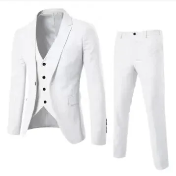 Fashion Jacket   Vest   Trousers Three-piece Set Men's Solid Color Business Gentleman Casual Slim Fit Wedding Dress Suit S-6XL