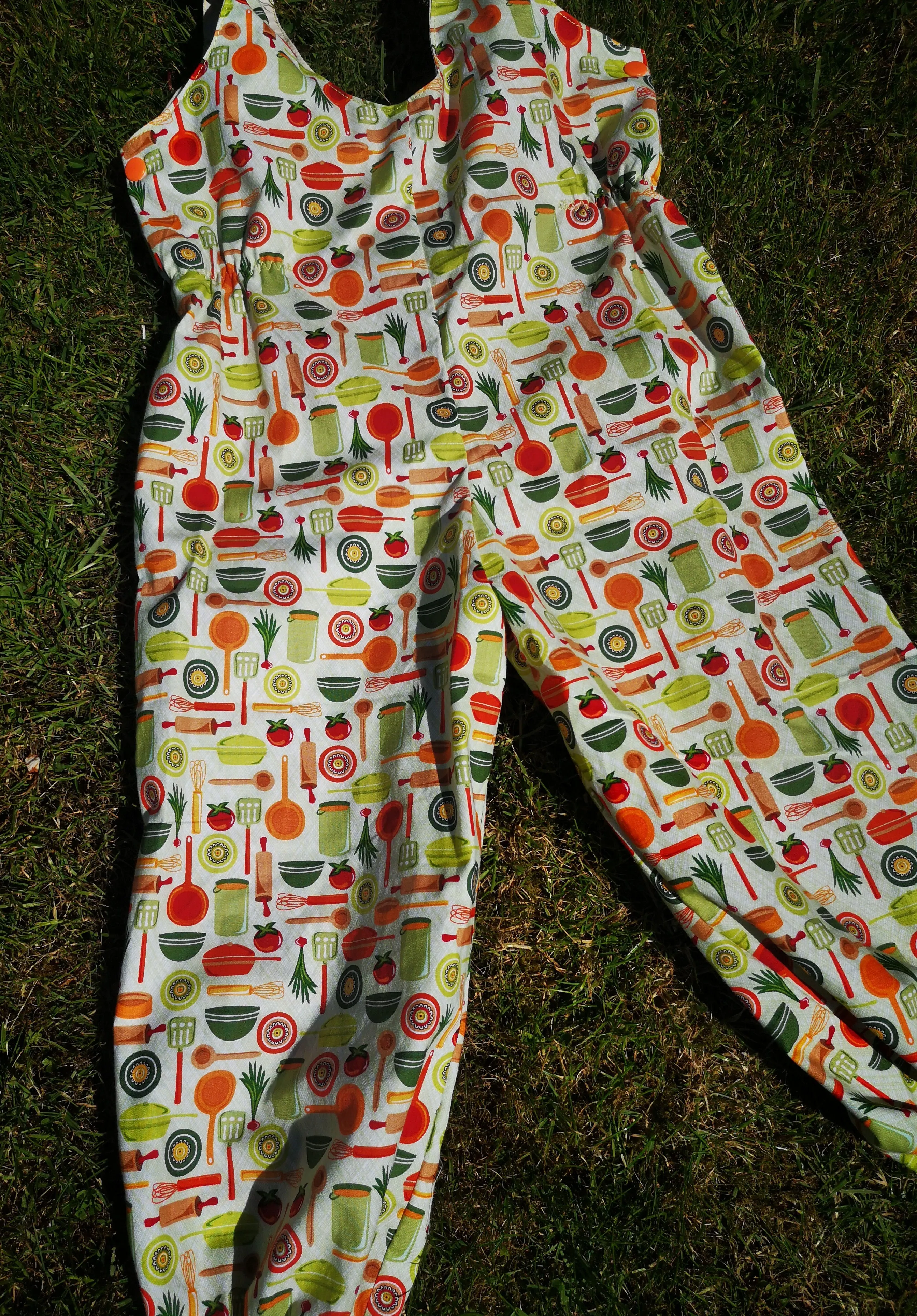 Festival, hippy feeling child's play suit, jump suit, dungarees, "Kitchen Garden"