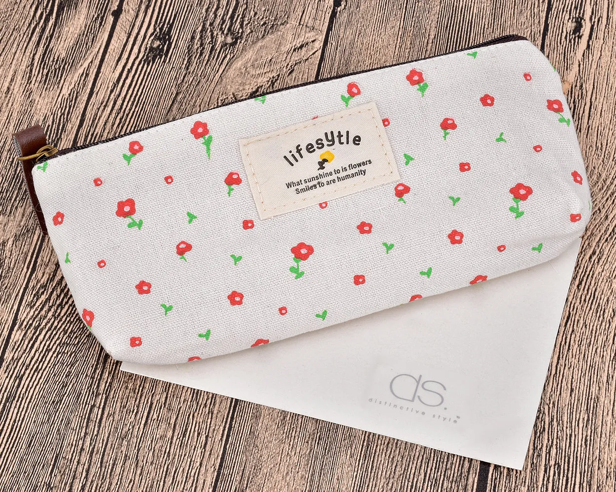 Floral Canvas Pen and Pencil Case