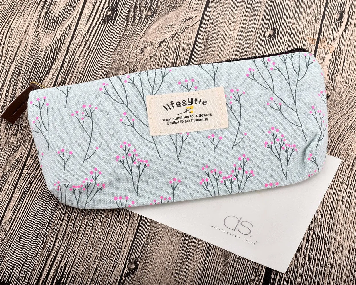 Floral Canvas Pen and Pencil Case