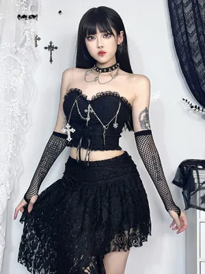 Gothic Grunge Strapless Girl E Sexy Harajuku Crop Top