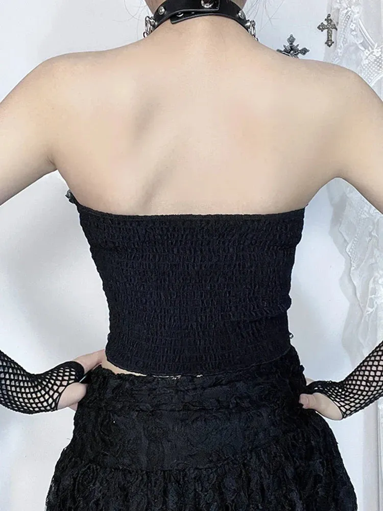 Gothic Grunge Strapless Girl E Sexy Harajuku Crop Top