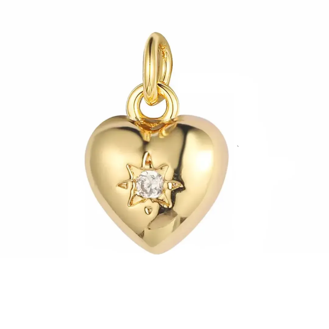 Heart Sunburst Charm For Charm Necklace & Bracelet