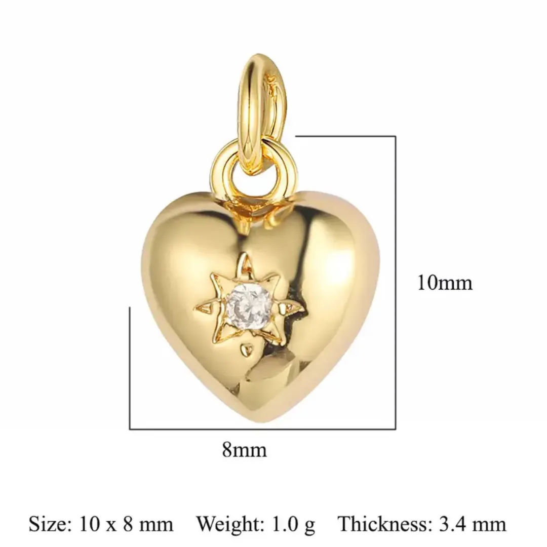 Heart Sunburst Charm For Charm Necklace & Bracelet