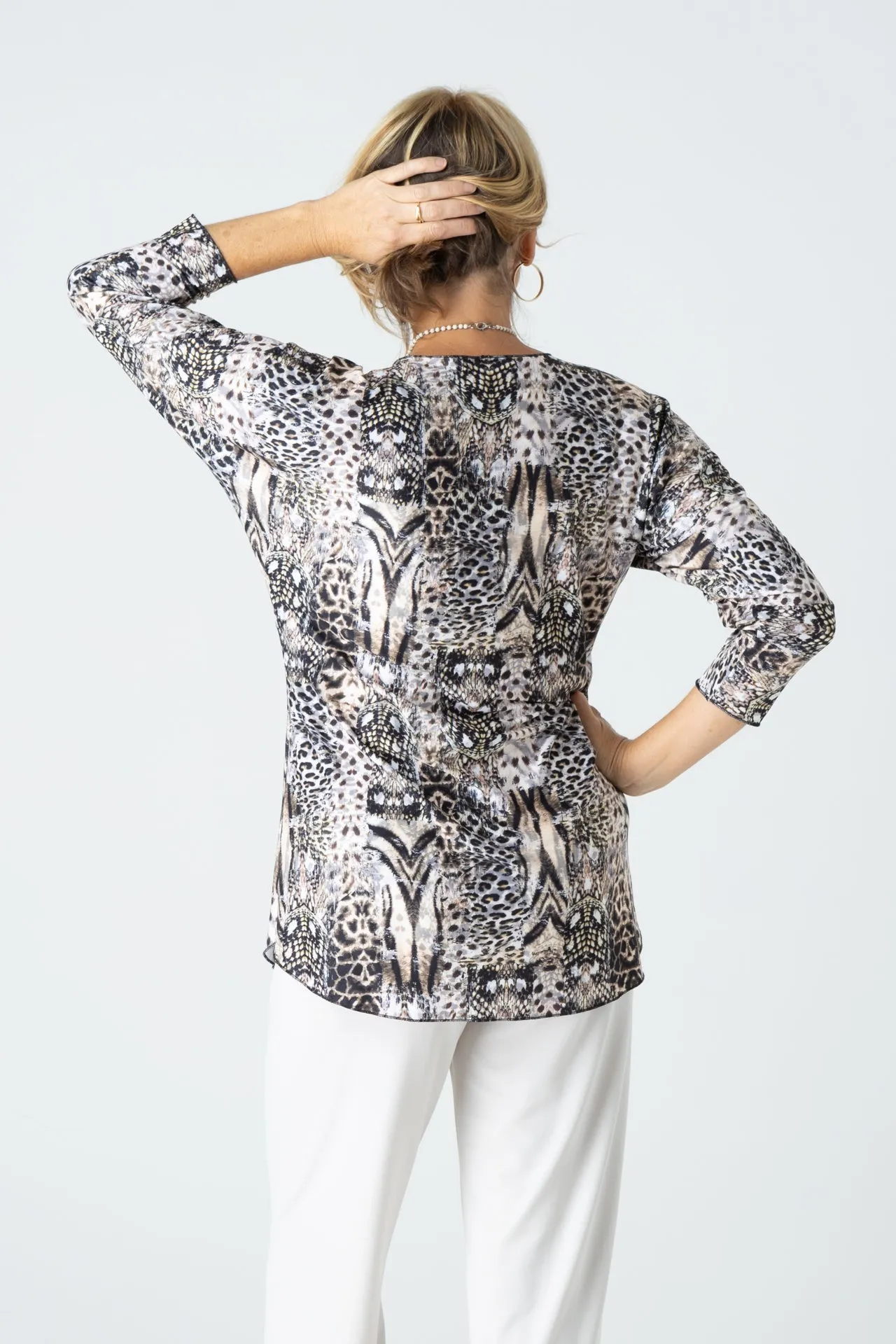 Himalayan Print Jersey 3/4 Sleeve Top