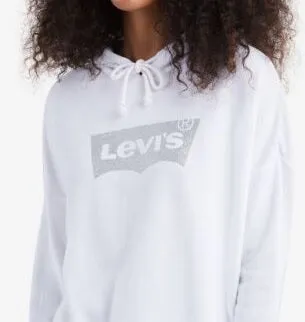 Levi's Drop-Shoulder Batwing Graphic Hoodie White Size L