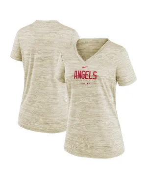 Los Angeles Angels City Connect Velocity Practice Performance Nike Women's Cream V-Neck T-Shirt