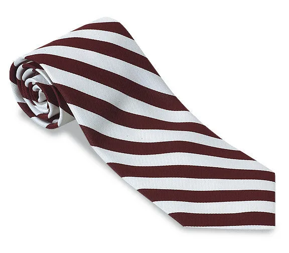 Maroon/ White Bar Stripes Necktie - F1420