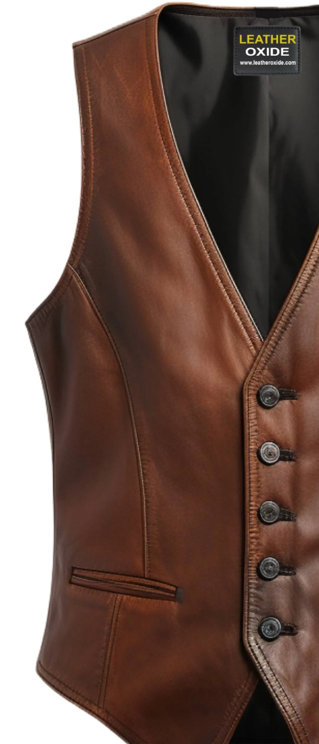 Men Brown Leather Vintage Vest