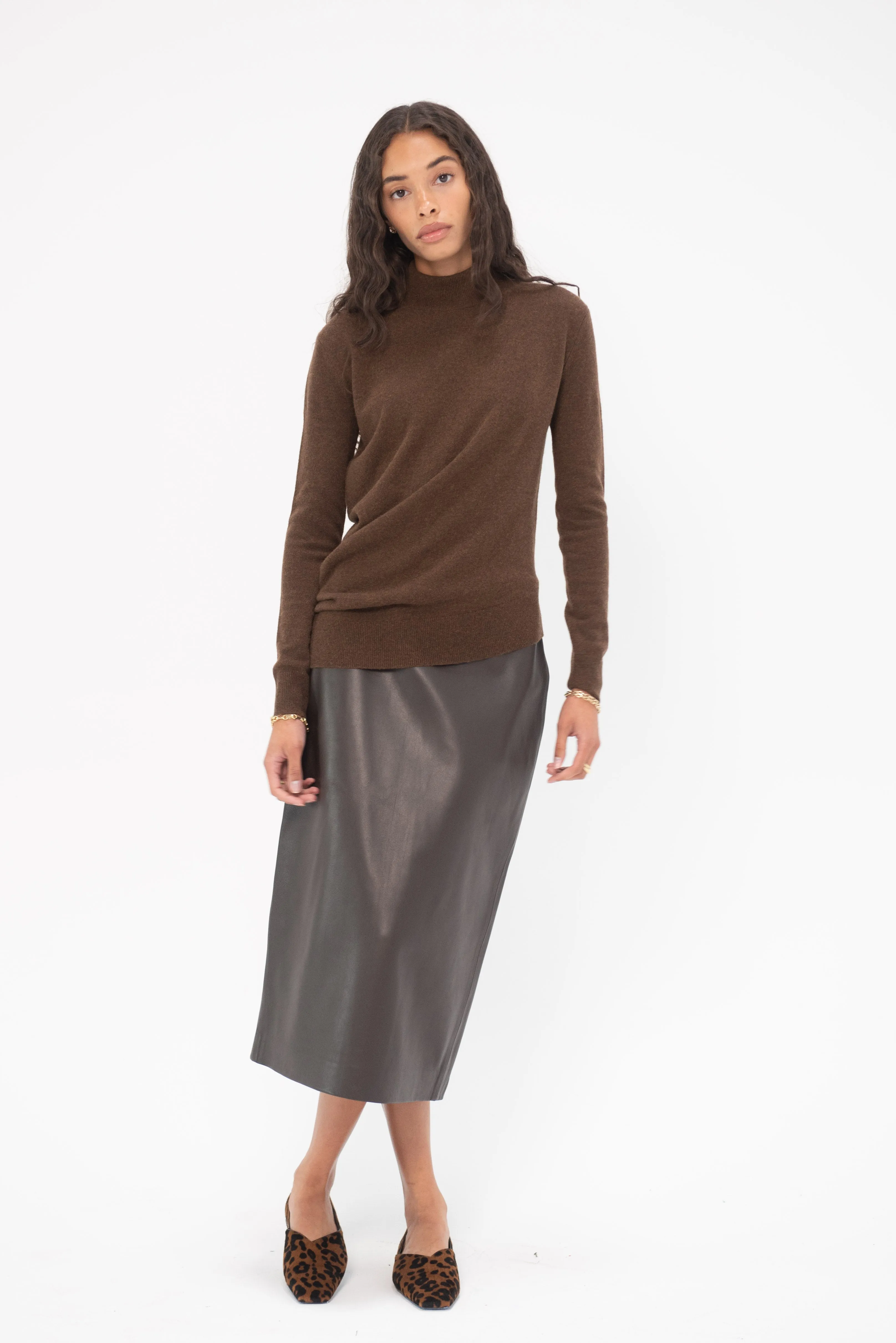 Midi Pencil Skirt, Chocolate