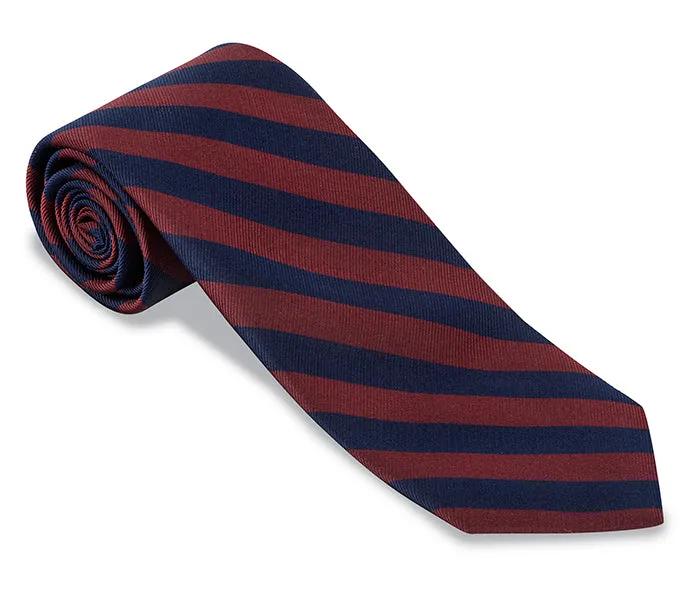 Navy/Burgundy Bar Stripes Necktie - F628