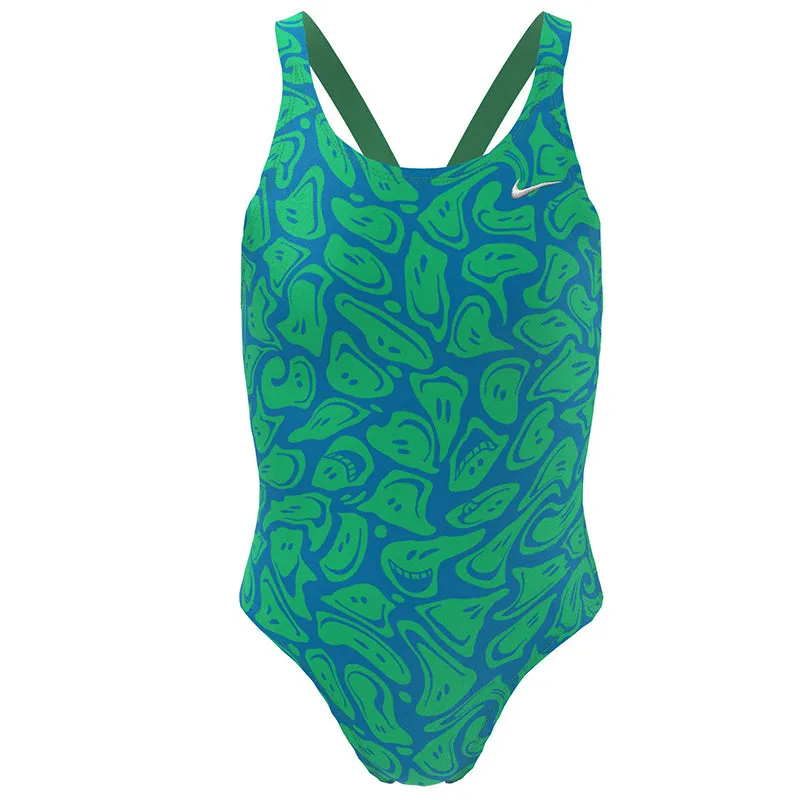 Nike - Girls' Hydrastrong Multi Print Fastback One Piece (Electric Algae)