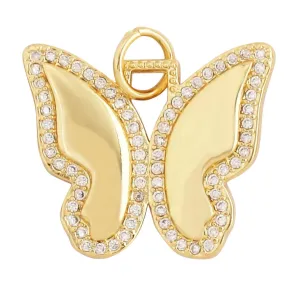 Pave Gold Butterfly Charm For Charm Bar & Charm Necklace