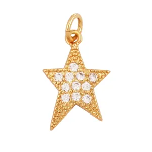 Pave Uneven Star Charm For Charm Bar & Charm Necklace