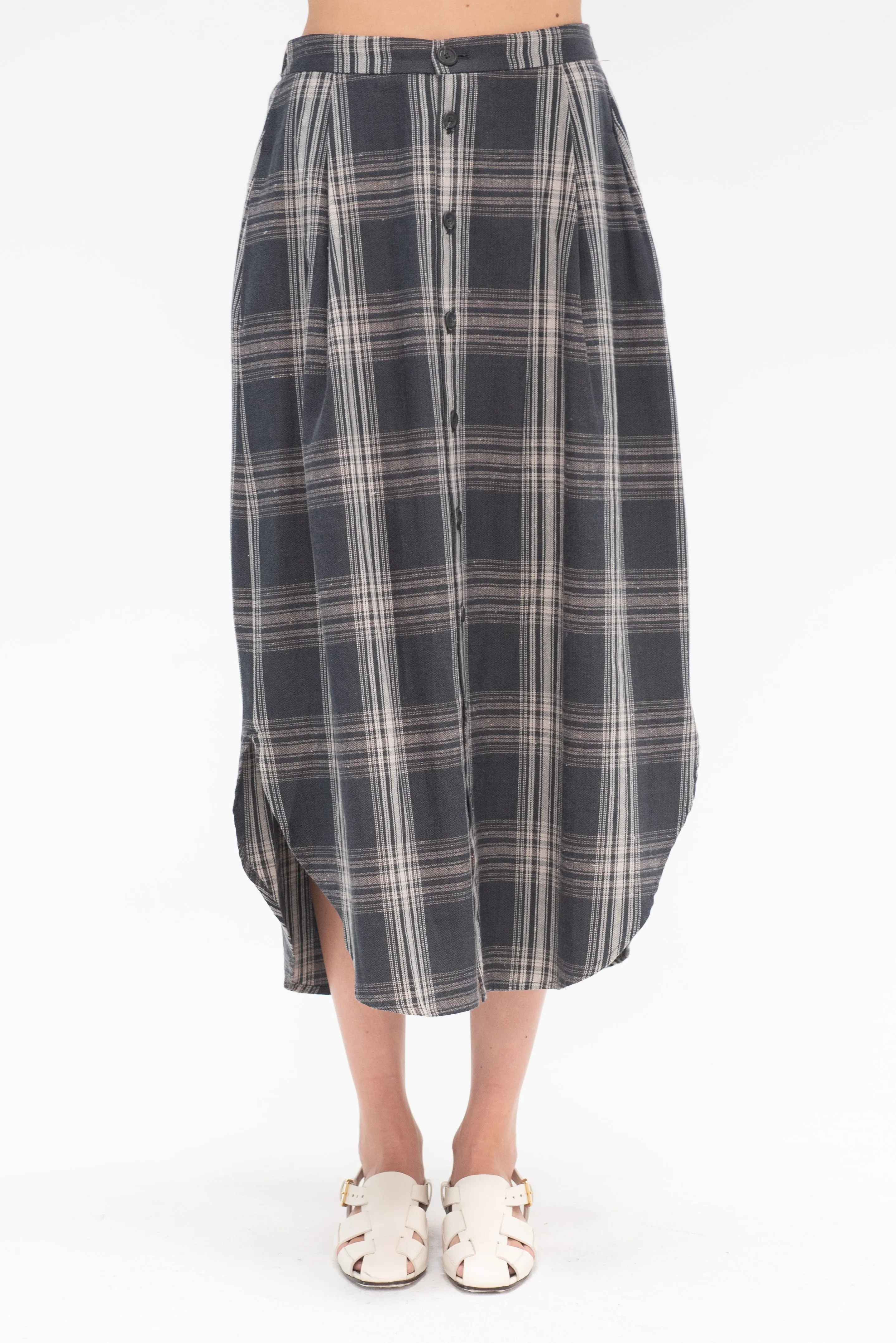 Plaid Placket Skirt, Plaid