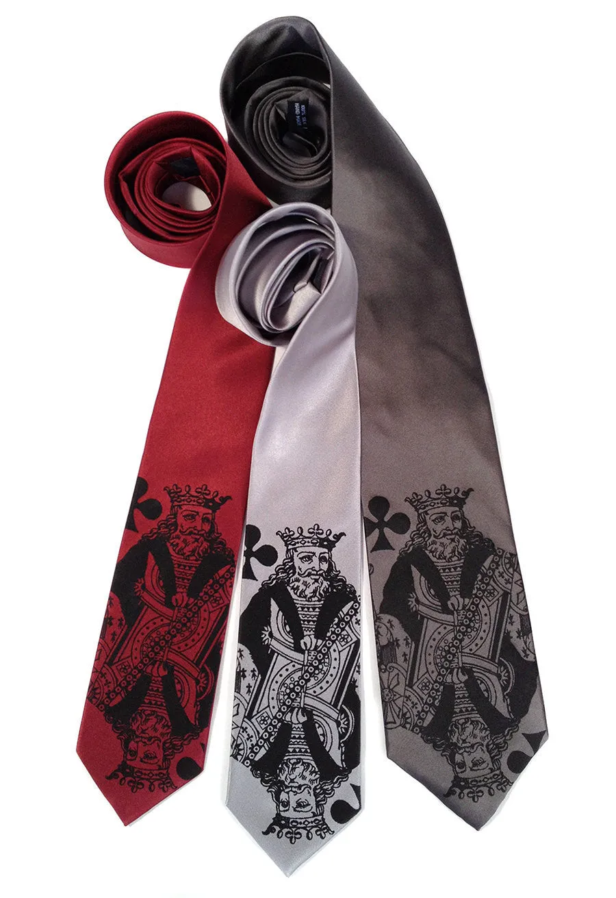 Playing Card Silk Necktie. "Poker Face" King tie