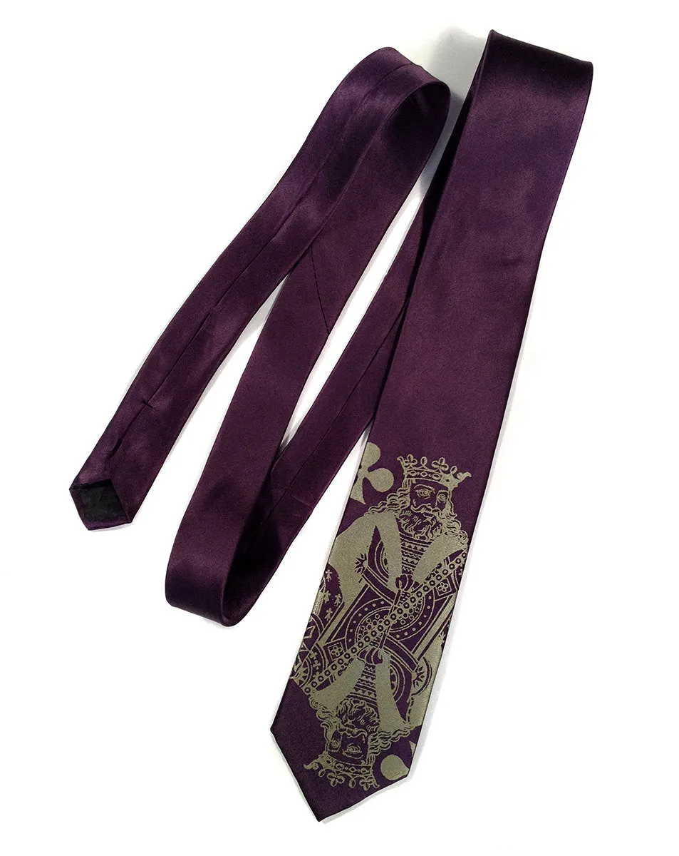 Playing Card Silk Necktie. "Poker Face" King tie