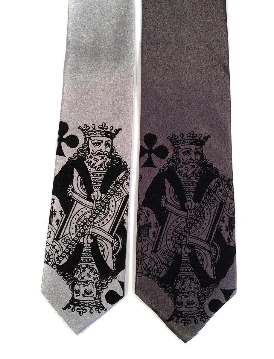 Playing Card Silk Necktie. "Poker Face" King tie