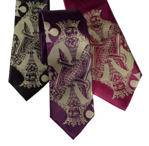 Playing Card Silk Necktie. "Poker Face" King tie