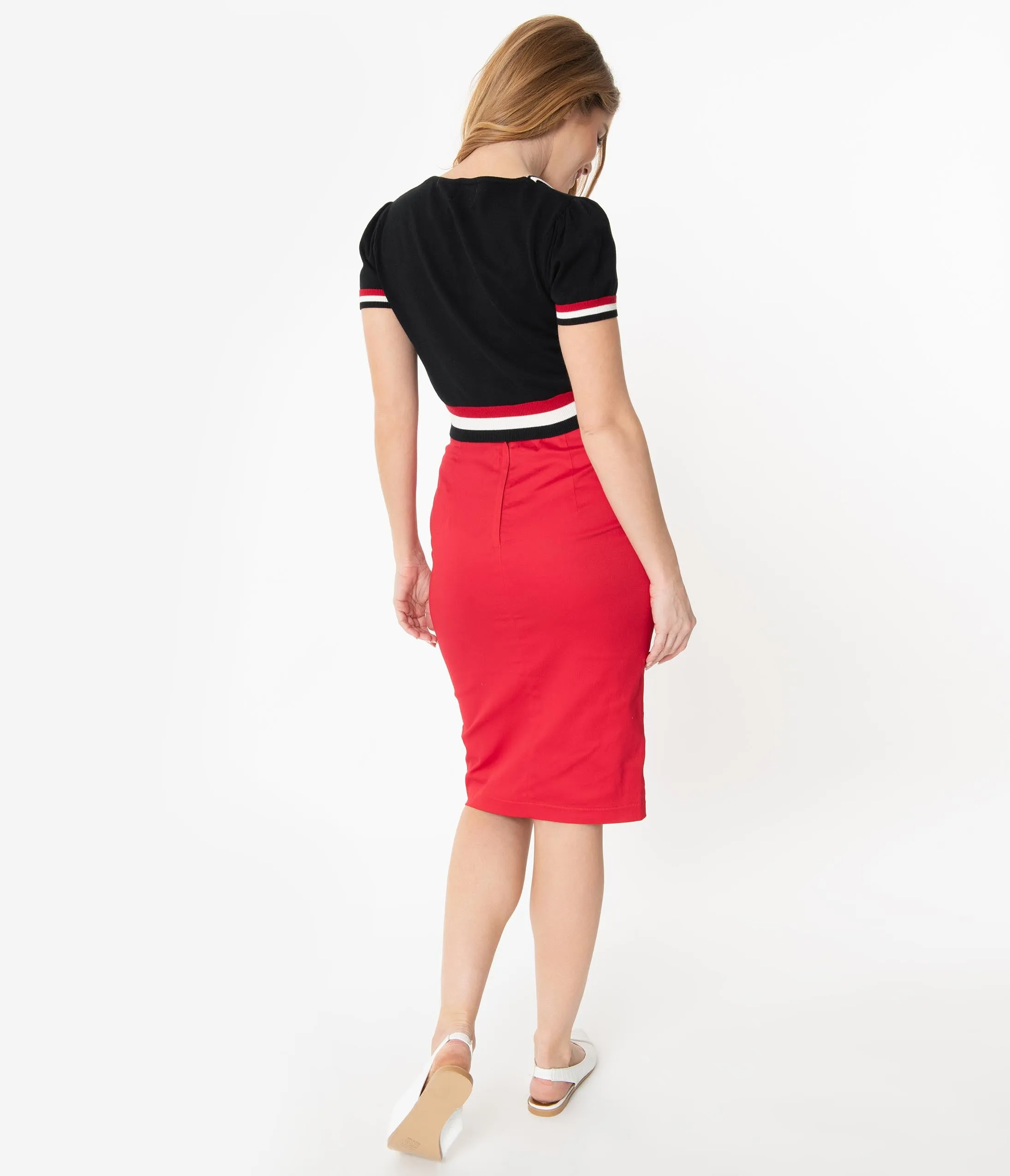 Retro Style Red Pencil Skirt