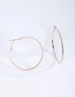 Rose Gold Small Diamond Hoop Earrings