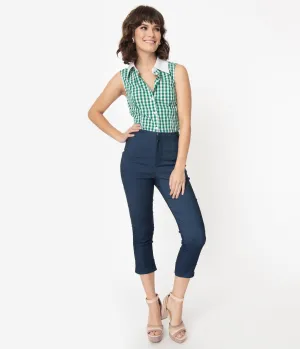 Smak Parlour Blue Denim Cuffed Smarty Pants Capri