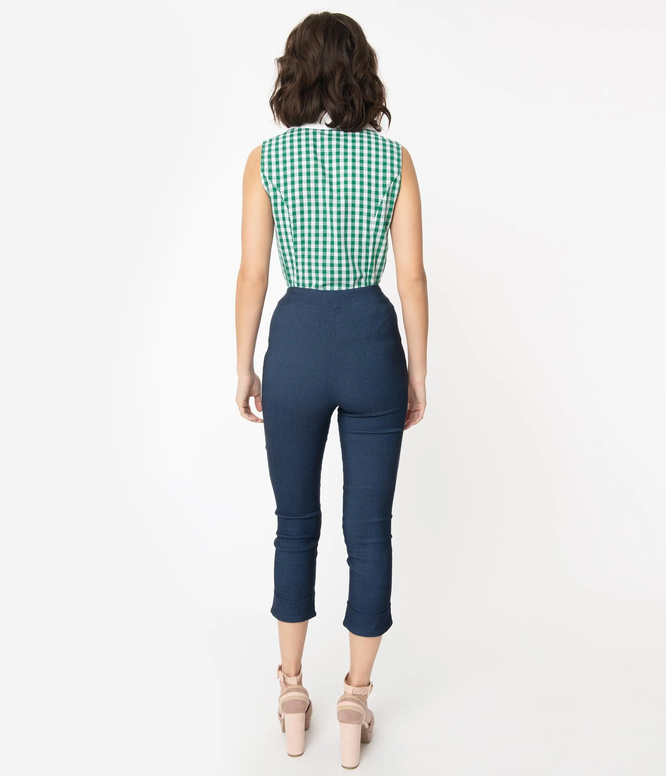 Smak Parlour Blue Denim Cuffed Smarty Pants Capri