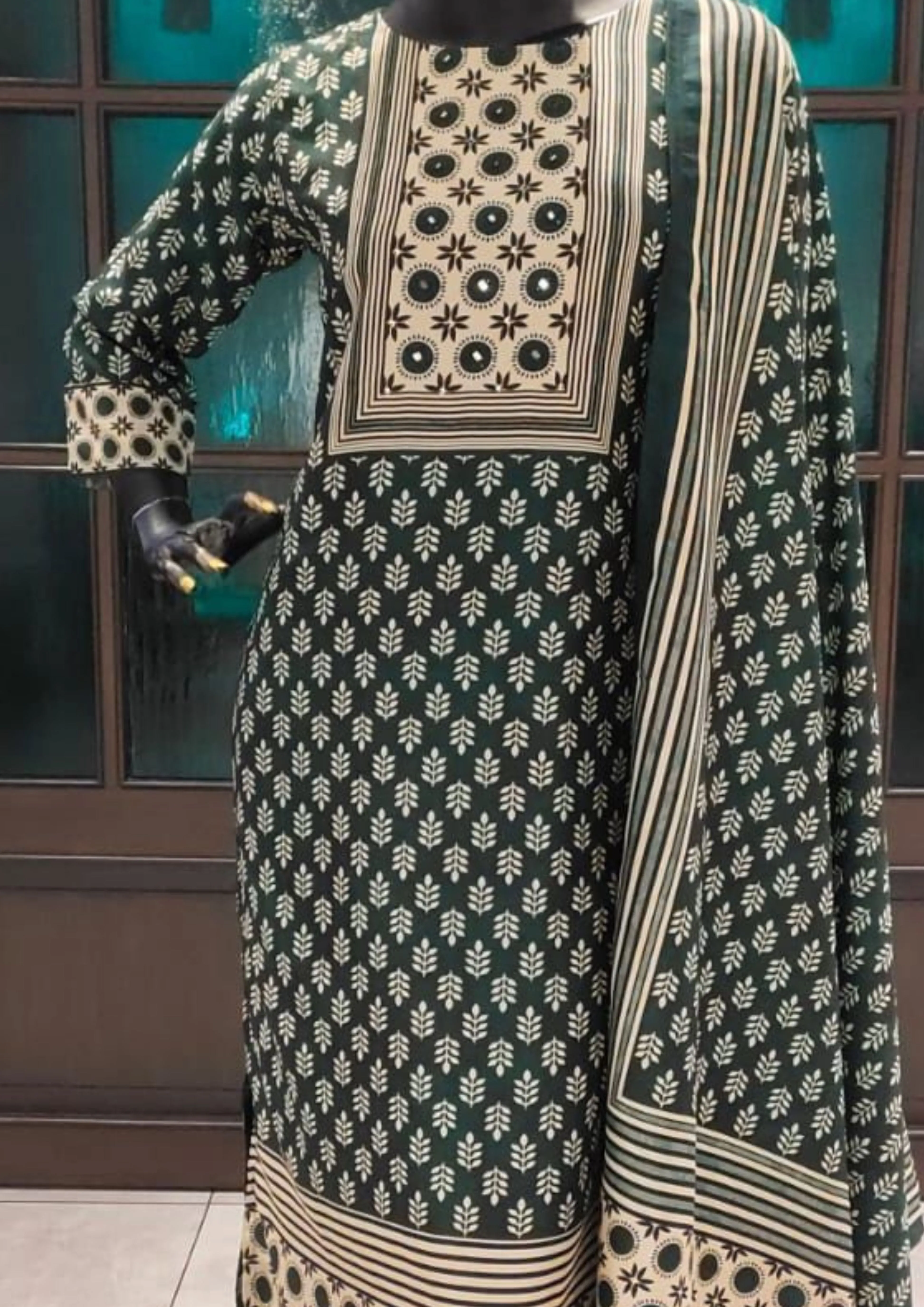 Stylish Dark Green Color Party Wear Silk Kurtis For Women