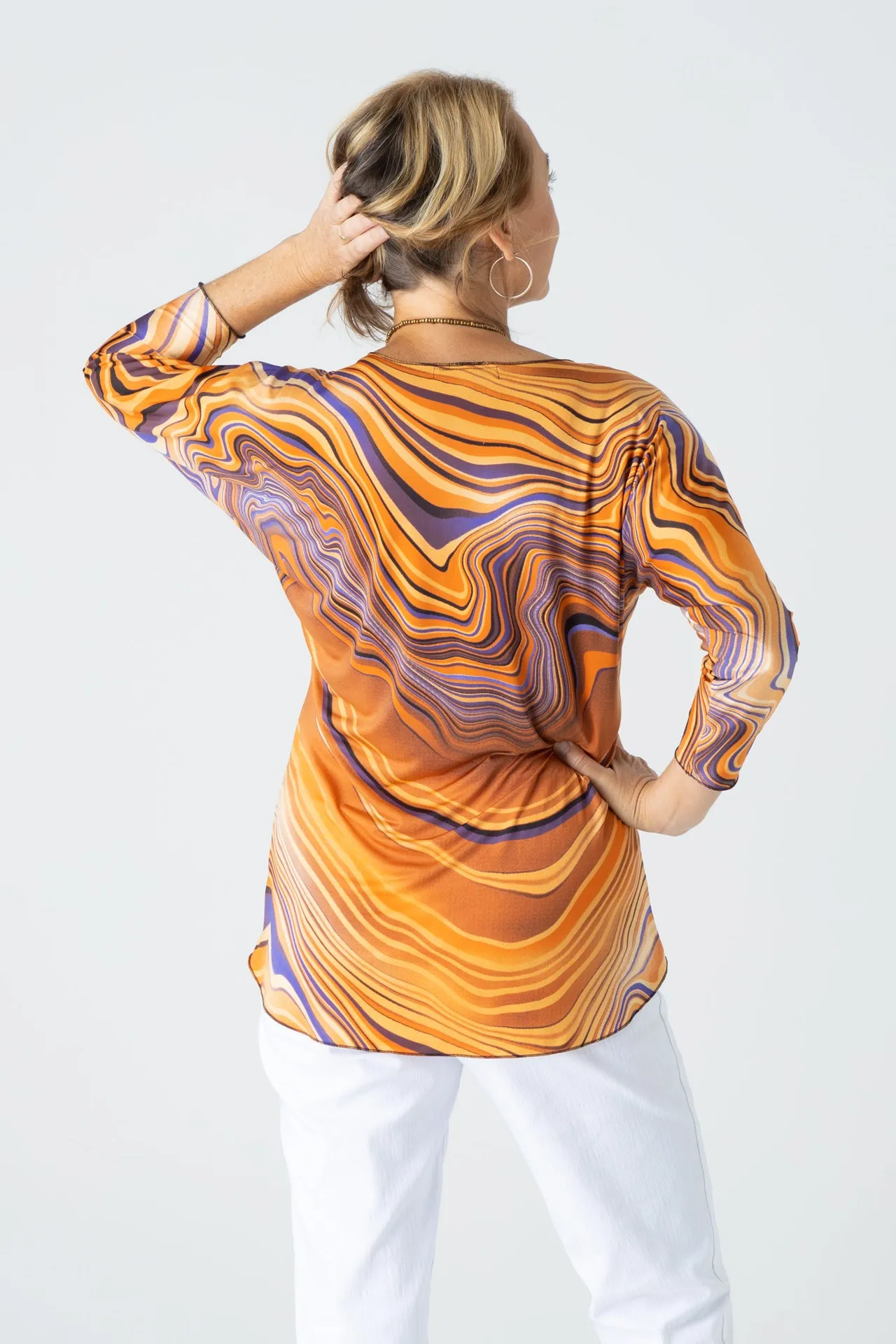 Swirls Print Jersey 3/4 Sleeve Top