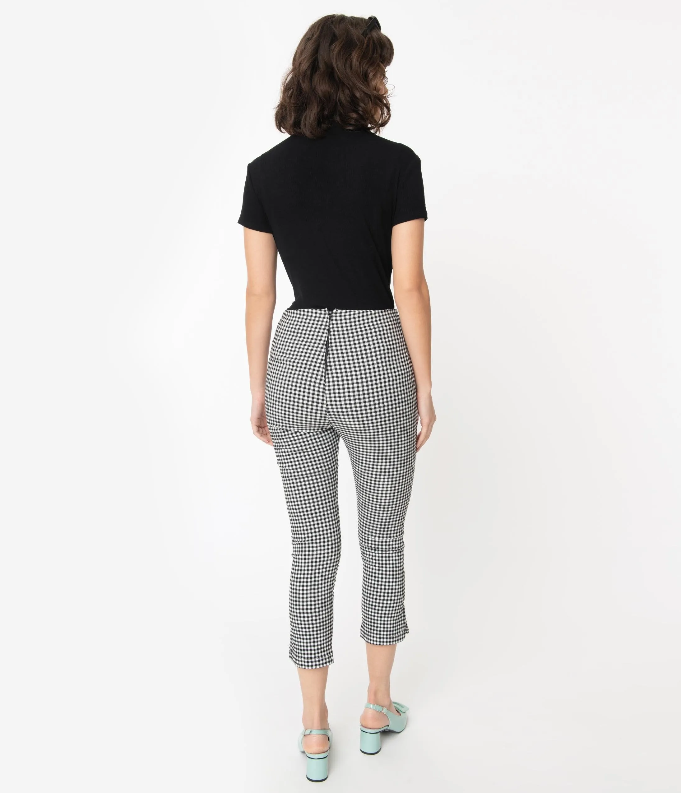 Unique Vintage Black & White Gingham Rachelle Capri Pants